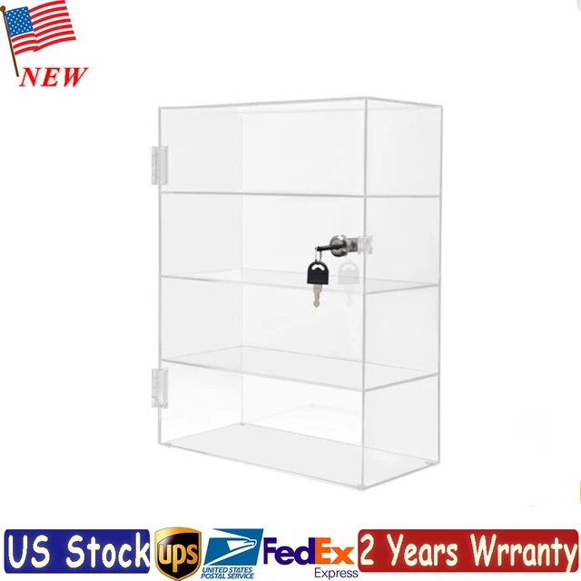 4LAYER CLEAR ACRYLIC Countertop Display Case Locking Showcase