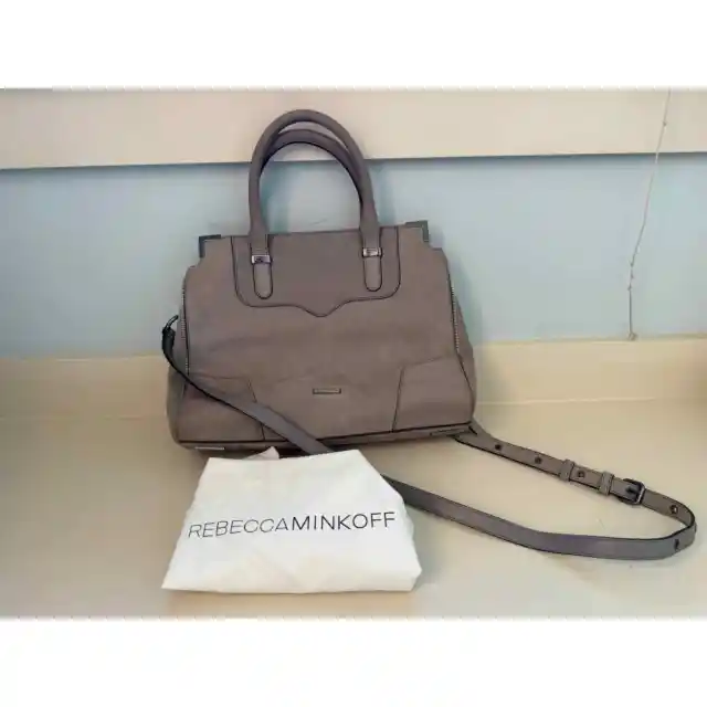 Rebecca Minkoff Amorous Grey Pebbled Leather Suede Satchel