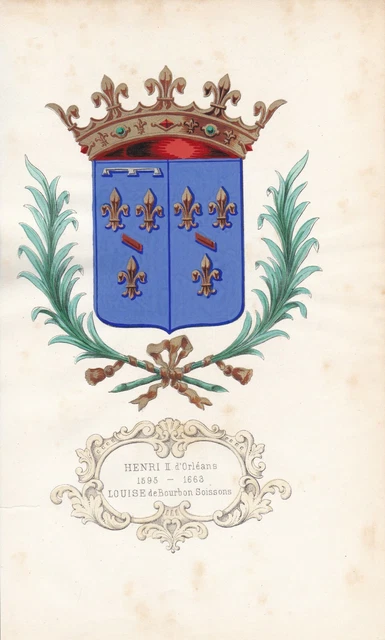 HÉRALDIQUE ARMOIRIES BLASON Henri II d'Orléans Longueville Henri II