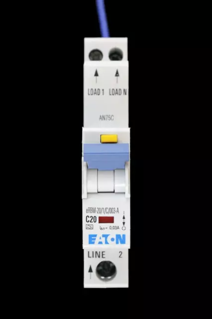 EATON 20 AMP CURVE C 10kA 30mA RCBO TYPE A eRBM-20/1/C/003-A EMCH120R30C