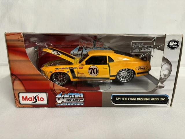 Maisto 1970 Ford Mustang Boss 302 – Échelle 1/24, Noire, Moulée Sous Pression
