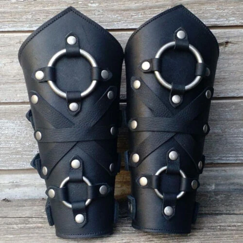 Médiéval Steampunk Cuir Armure Bras Chevalier Pirate Gant Wristband-Ringbracer