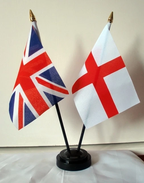 Set Di 3 Bandierine Da Tavolo UK - Union Jack, St. George, Lest We Forget, Con Base, 15x10cm - Foto 7