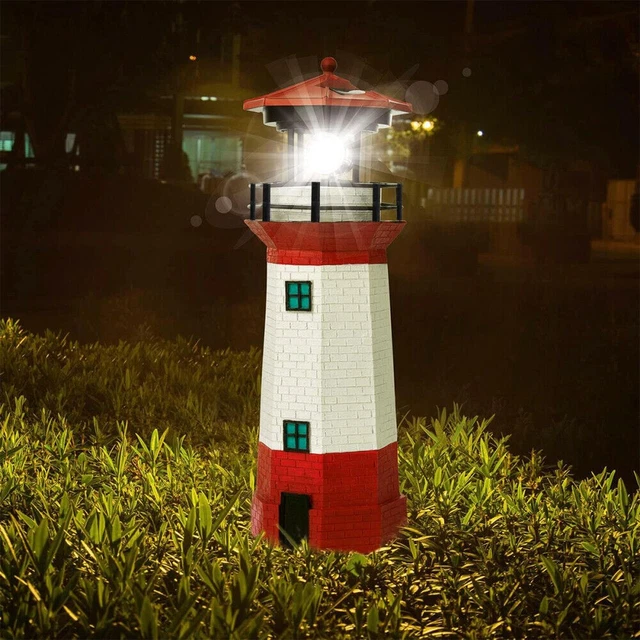 XXL Solar Leuchtturm 'Roter Sand' – 108 Cm Hoch, Mit Rotierender LED-Beleuchtung, Wetterfest Für Den Garten