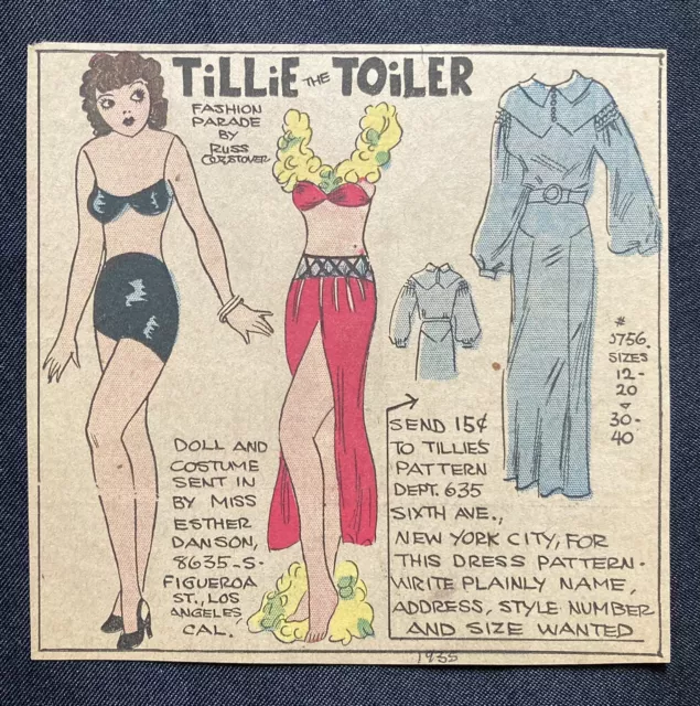 Tillie the Toiler, Sunday Funnies Paper Doll, 1935, Newspaper Section, VTG