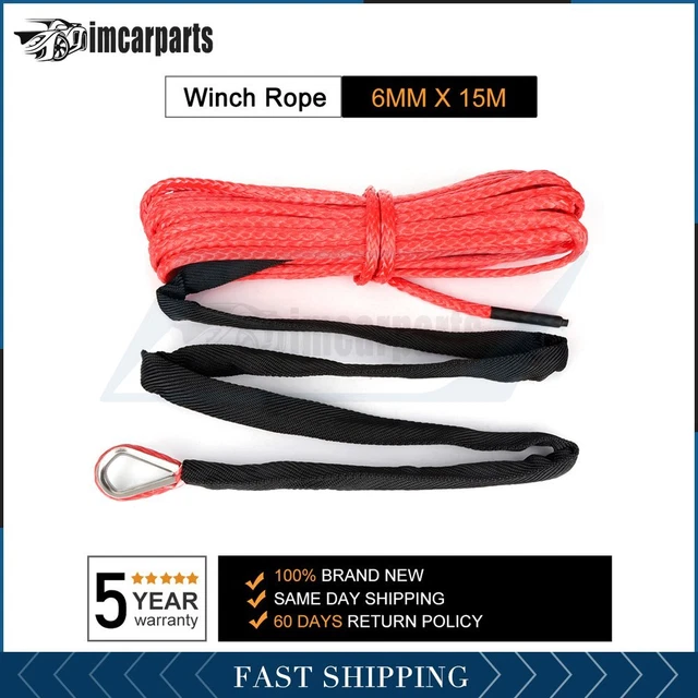 1X Winch Synthetic Rope 10000LBS Line Recovery Cable Off-road 1/4''x50' Red