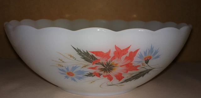 Saladier Arcopal Vintage - Décor Floral Champêtre Bleu, Bord Dentelé - Occasion