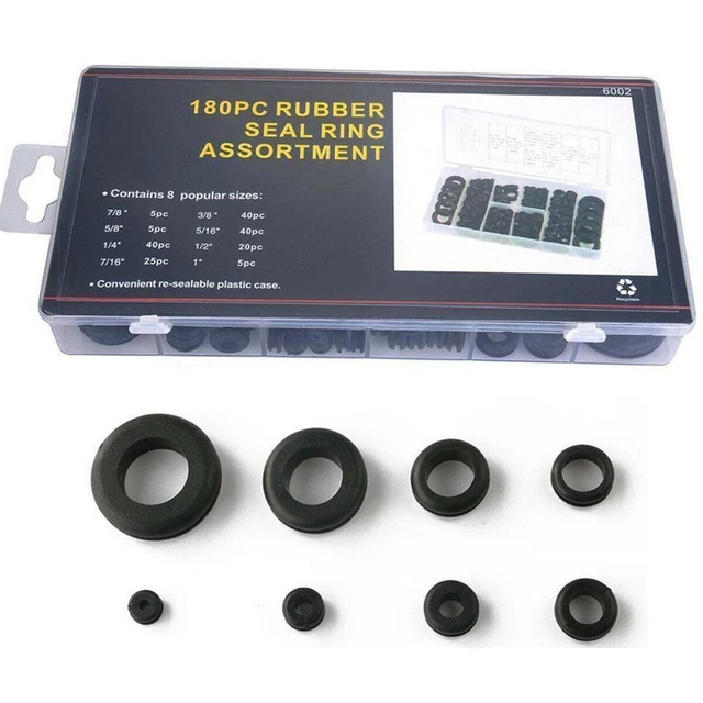 180x Rubber For Car Truck Grommet Firewall Hole Plug Electrical Wire Gasket Kit