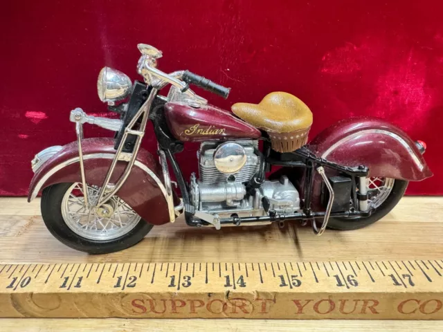 1942 Indian 442 Diecast Motorcycle 1:10 Burgundy BIKE - Tootsietoy - RARE - USED