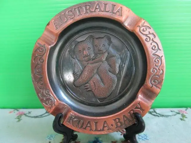 koala bear mom & cub copper art plate small dish 80 mm australia sydney souvenir