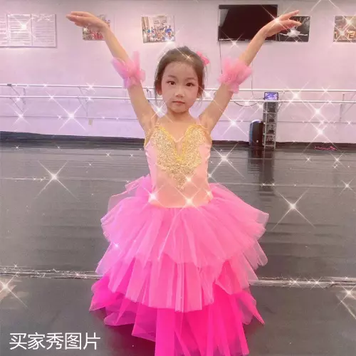 Professional Tutu for Ballet Kids Pink Long Dance Classical Ballet Tutu Dress