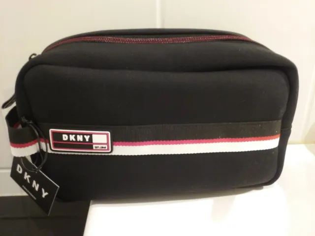 DKNY wash bag, dopp kit, wetpack, Black neoprene look, unisex, BNWT