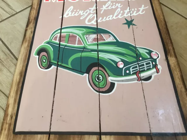 Morris Minor Wall Plaque. Hand Painted On Wood. Garage ware Or Workshop 3