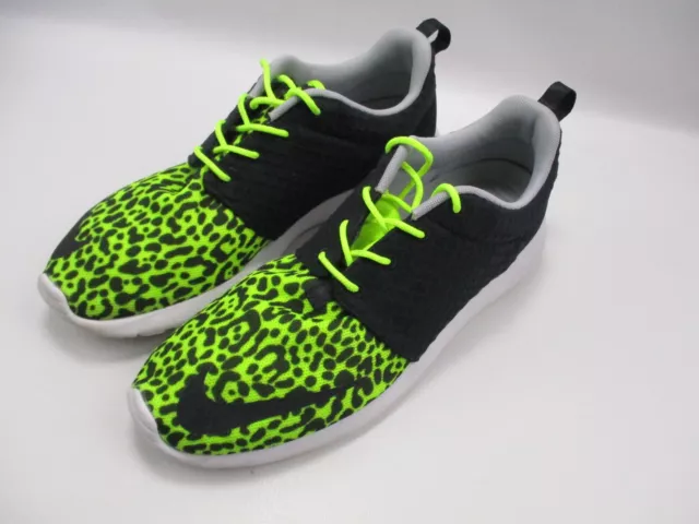 Nike Roshe Run FB Men 10.5 Leopard Cheetah Volt Black Running Shoes 580573-701 2