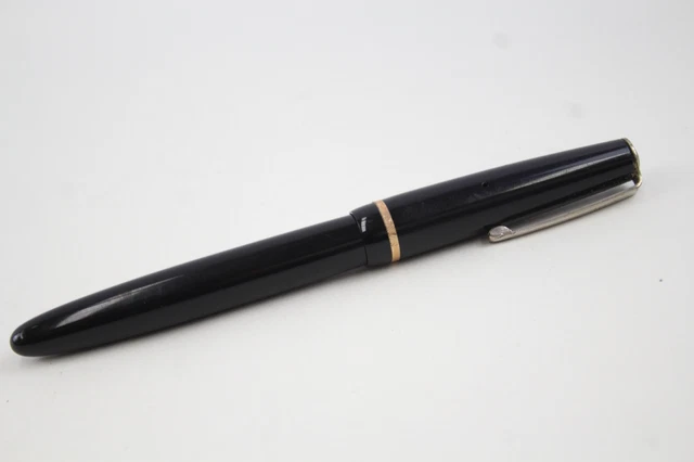 PARKER VICTORY FOUNTAIN Pen 14ct Gold Nib Black Case/ Cap Unboxed ...