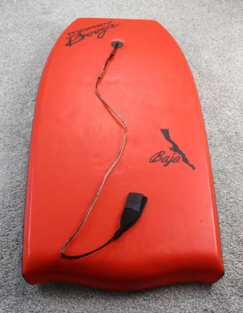 Vintage Morey Boogie Board Bodyboard Baja With leash 41" White Red 2.6lbs GUC