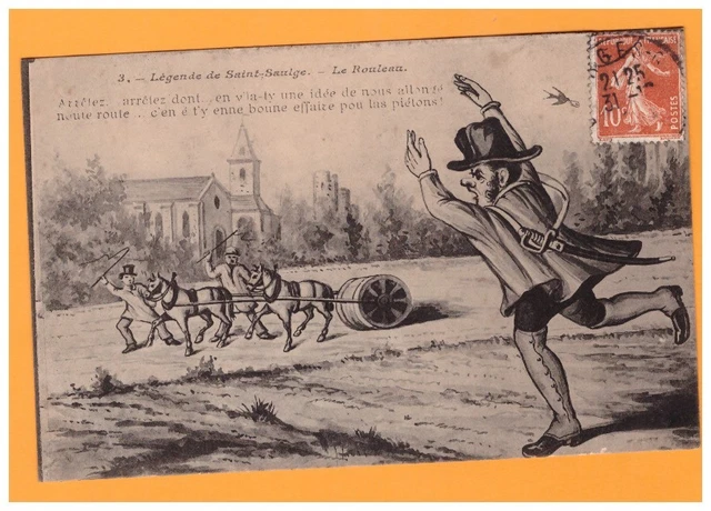 SAINT-SAULGE (58) ATTELAGE avec ROULEAU/ Travaux de voierie début 1900