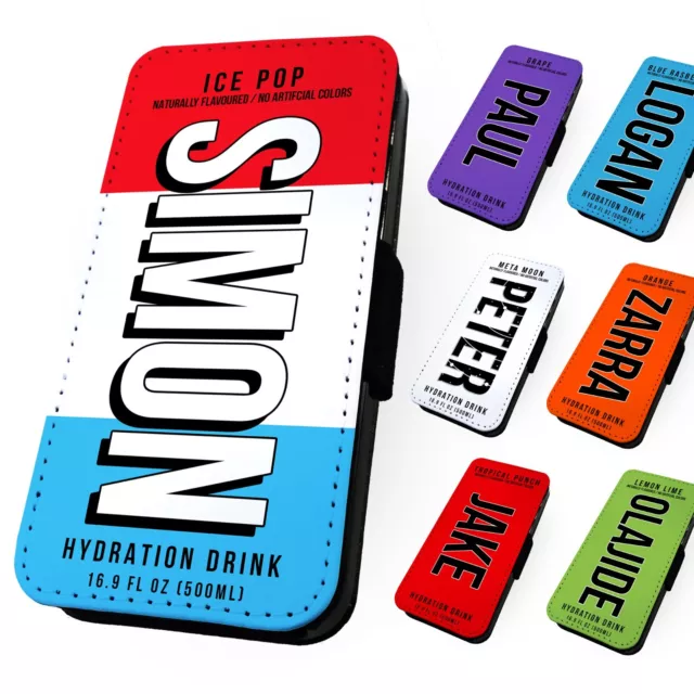Printed Faux Leather Flip Phone Case Samsung - Personalised Hydration Drink V2