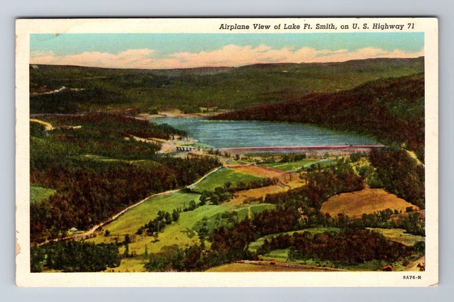 AR-Arkansas, Aerial Of Lake Fort Smith, Antique, Vintage Postcard