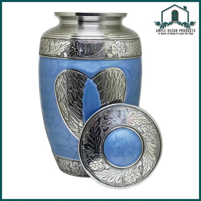 Urne di cremazione blu per ceneri umane Urna ad ali ad angolo largo per...