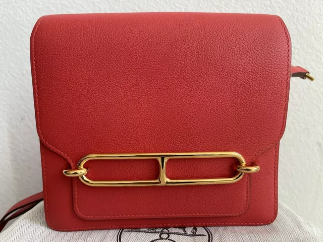 Hermes GHW Roulis Slim Wallet Evercolor Leather Rouge H Red