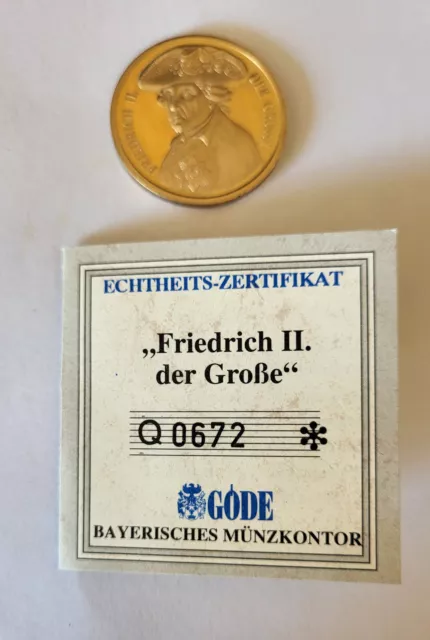 Göde Medaille "Friedrich II der Große" edel vergoldet