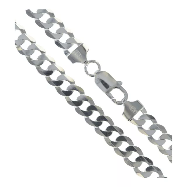 Sterling Silver 9mm Flat Curb Chain Necklace 2