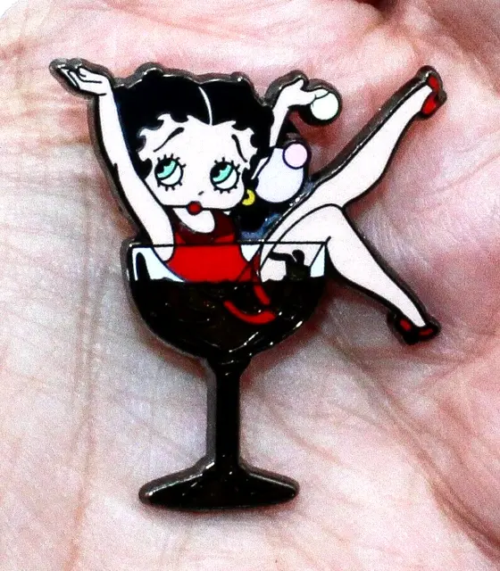 5686~BETTY BOOP Metal Multicolor Enamel Figural "Betty In The Bubbly" Pin**