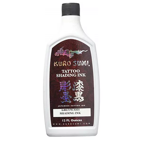 Kuro Sumi Tattoo Tinte - 12oz grau gewaschen - große Originalflasche - Schattierung Greywash 3