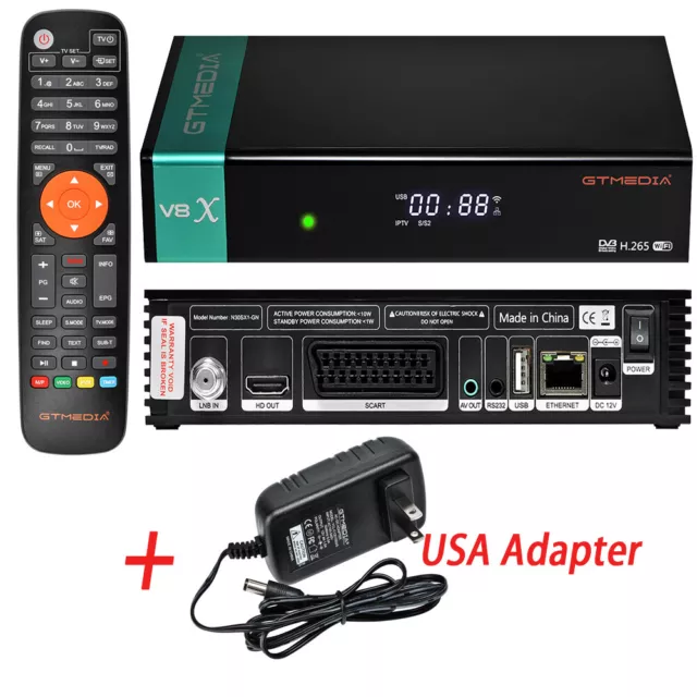 GTMEDIA V8X FTA DVB-S2/S2X Satellite Receiver Wifi H.265 HD 1080P PVR Sat TV Box