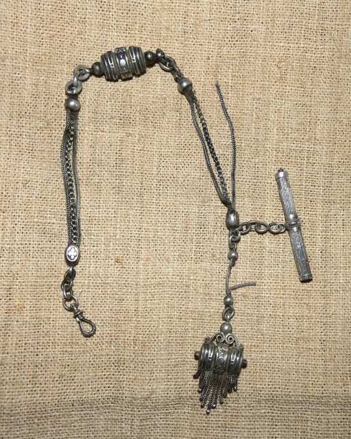 Chaine de Montre Ancienne Gousset Nickel Poli neuve de stock ancien 22