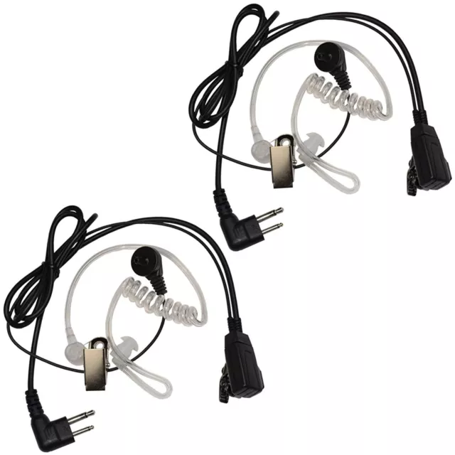 2-Pack HQRP 2Pin Hands Free Earpiece + PTT Microphone for Motorola Radio Devices