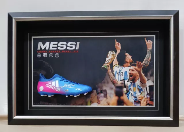 Personally Signed Lionel Messi Boot Framed  - Comes with a COA from top seller