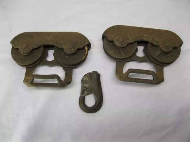 Sure Grip Antique Cast Iron Barn Door Track Roller Hardware Pulley Wheel Vtg Old