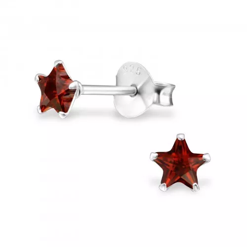 925 Sterling Silver Star Cubic Zirconia Stud Earrings (4mm)