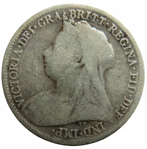 1900 Queen Victoria Silver Sixpence Coin - Great Britain