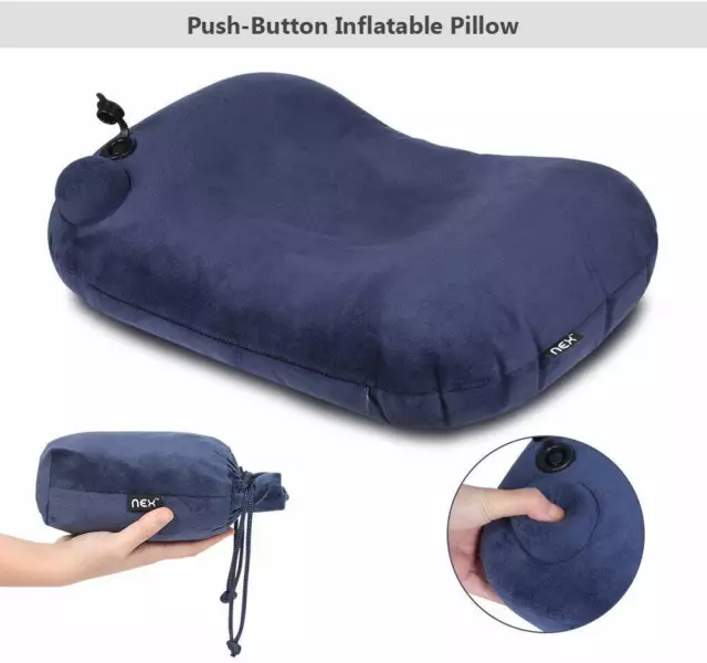 Inflatable Neck Pillow ,Soft Velvet Pillows for Travel Airplanes,Office w/ Pouch