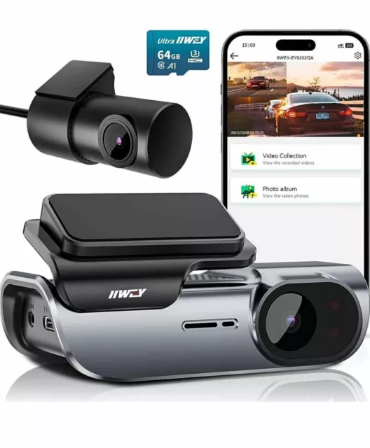 Dual Dash Camera 4K Front and Rear Built-in 5GHz WiFi  Dash Cam , Rear Free+SD