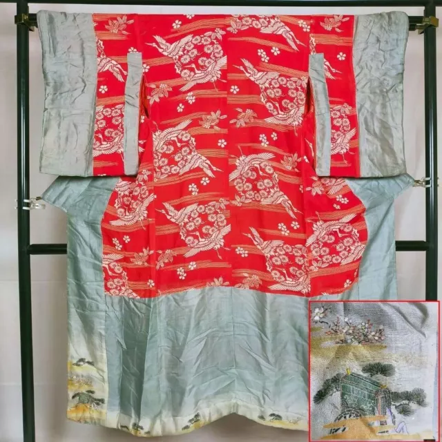 0421:Japanese Antique Kimono  "Uchikake" Embroidered wedding dress  Bride Costum