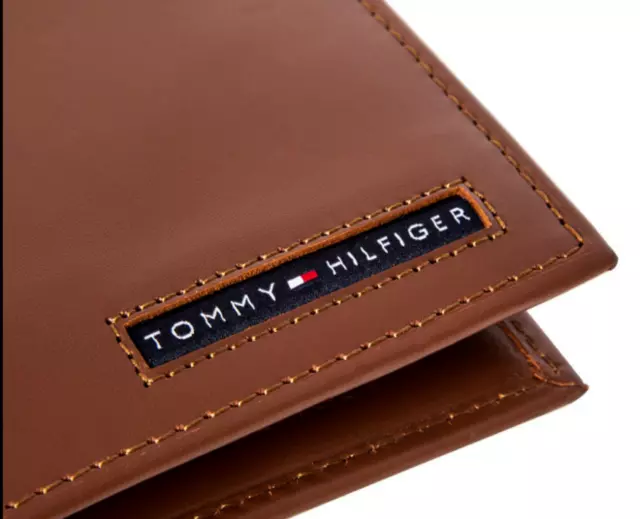 Genuine New Tommy Hilfiger Tan Leather Men Cambridge billfold wallet Authentic 3