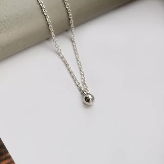 Sterling Silver Small Ball Charm Necklace Pendant - Dainty Tiny Mini Minimalist
