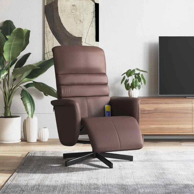 Massagesessel Fußteil Fernsehsessel Relaxsessel Sessel Braun Kunstleder vidaXL
