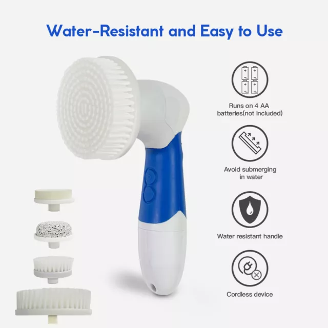 4in1 Electric Facial Cleansing Brush Waterproof Skin Care Massager Face Cleanser