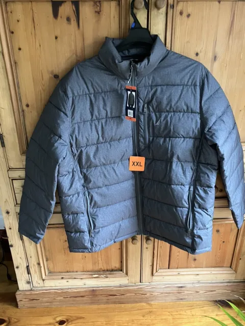 Nautica Men’s Quilted Puffer Jacket Water Wind Resistant Size XXL New - Gray