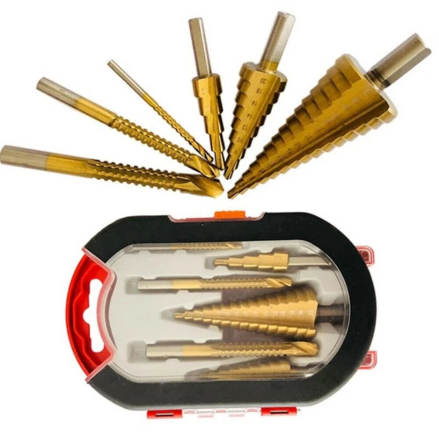 6Pcs HSS Titanium 4-12/20/32mm Step Drill Bit Set +3/6/8 Saw Drill Hole C-wf 2