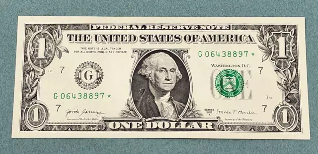 USA One $1 Dollar Bill STAR NOTE*Series 2017A "G" Chicago Uncirculated