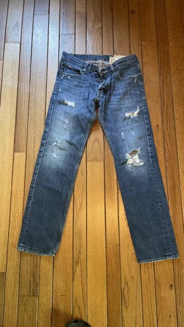 Hollister Palm Canyon Jeans Mens 30x32 Denim Button Fly Low Rise Skinny