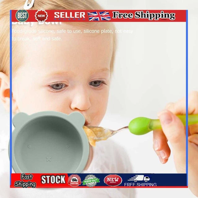 Plato de silicona para niños plato de bebé con succión antideslizante plato libre de BPA (verde)