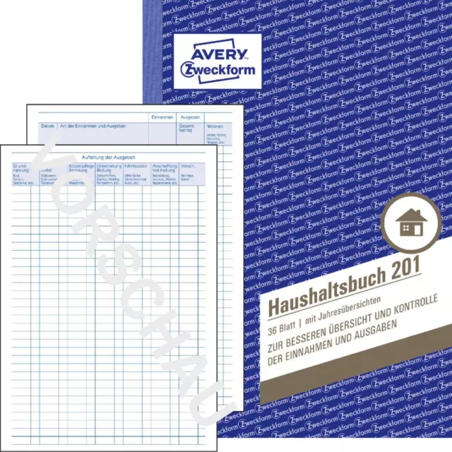 Formularbuch 'Haushaltsbuch', A5, 36 Blatt AVERY Zweckform 201 (4004182002018)