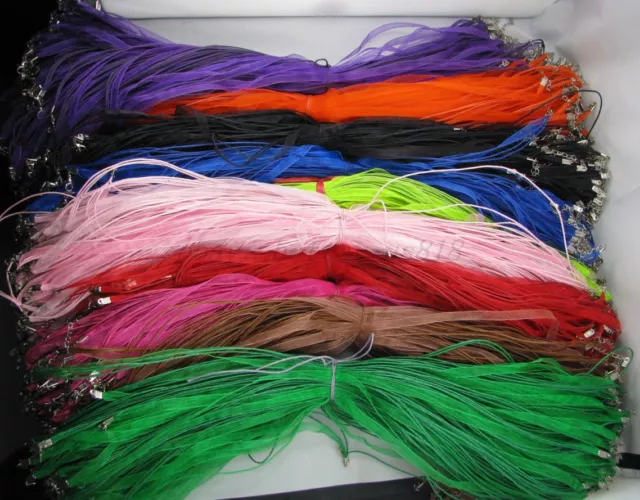 Wholesale 20/50/100/200Pcs ORGANZA RIBBON Cord LOBSTER CLASP Necklaces 16"